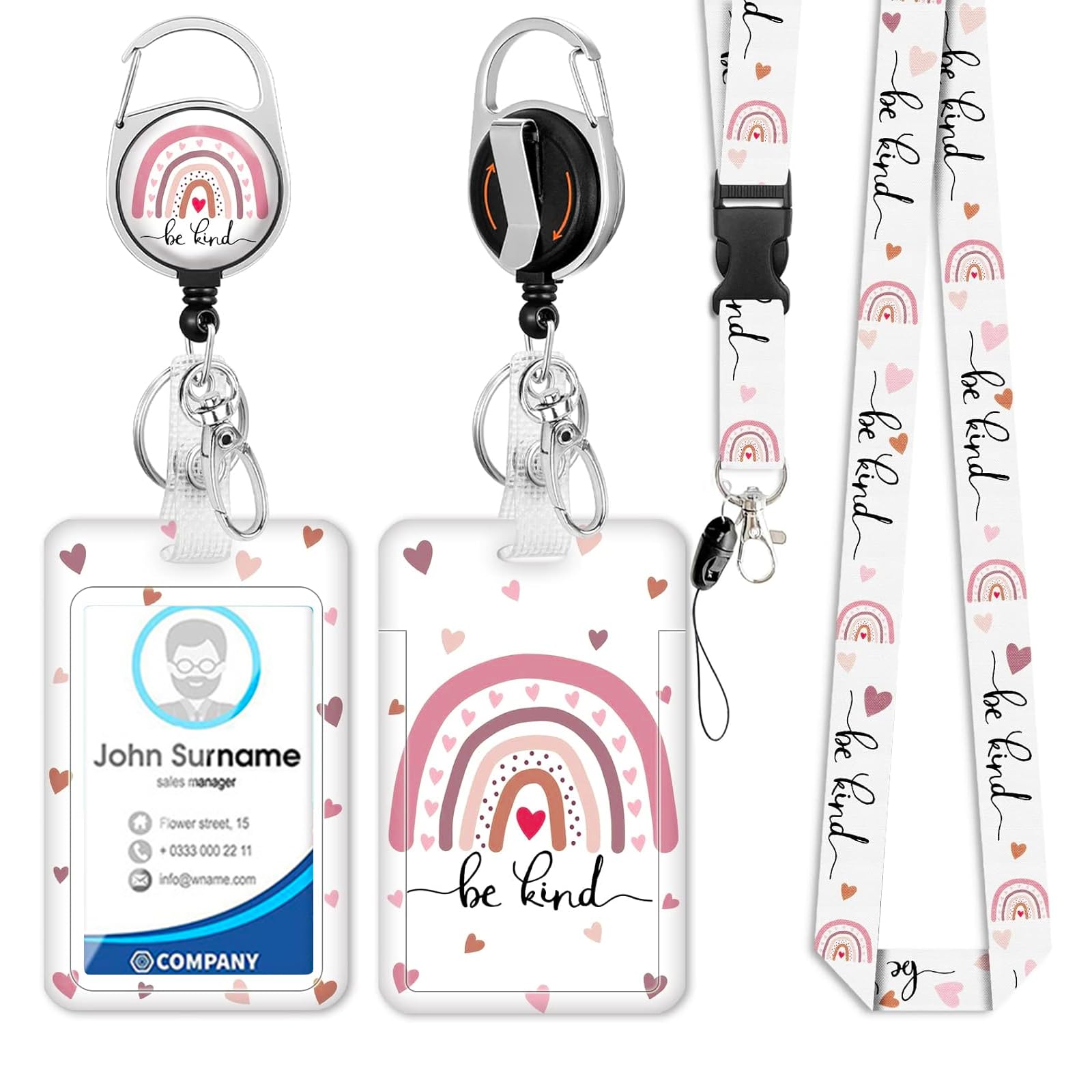 JKDHJK Lanyard with Card Holder, Id Card Holder for Neck, Teacher, Nurse, Student Lanyard, Stretchable Key Buckle, Easy Disassemble Card Cover