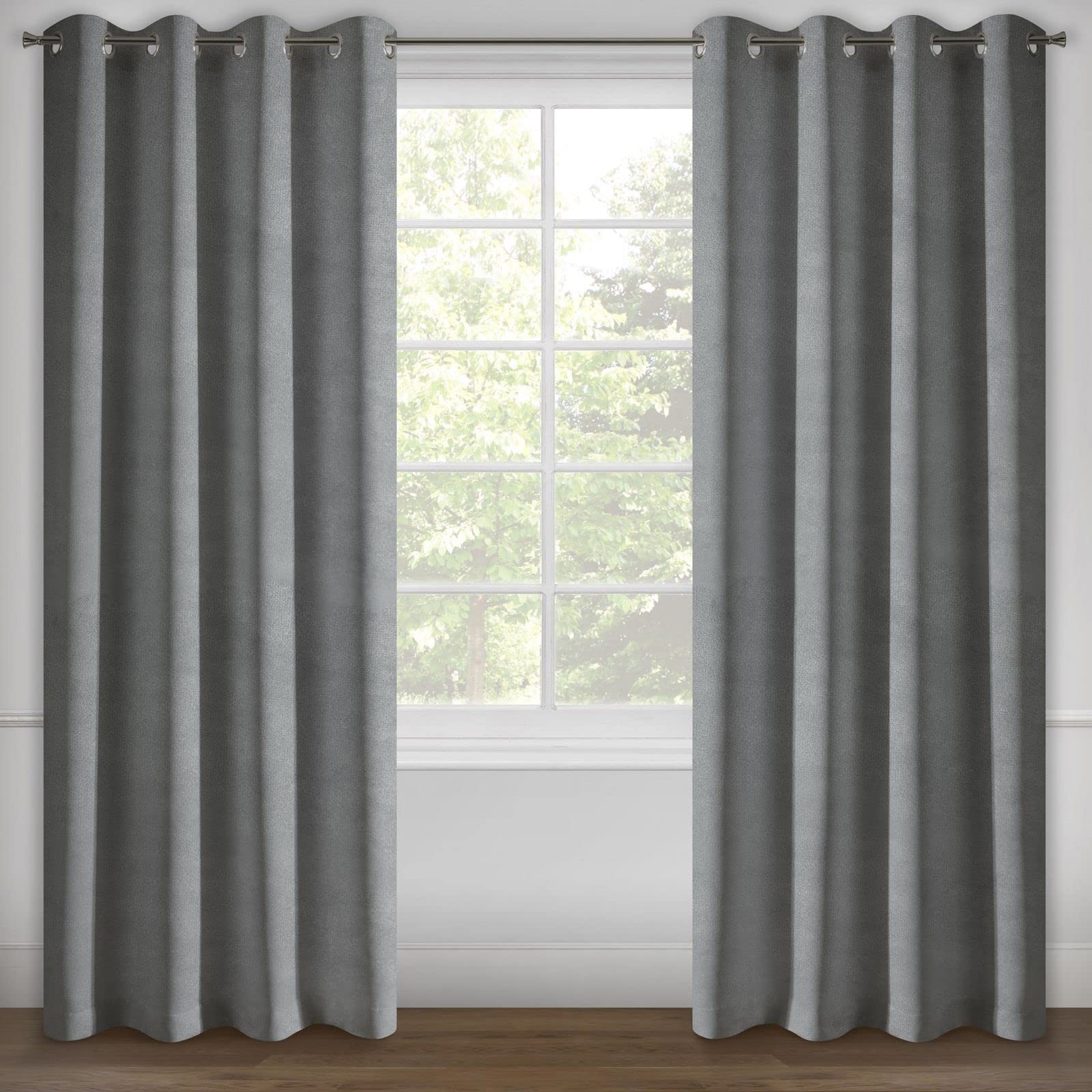Eurofirany Berfu Blackout Velvet Eyelet Curtain Trendy Elegant Bedroom Living Room Graphite 140 x 250 cm