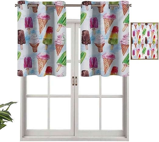 Hiiiman Cortinas pequeñas para ventana de cocina, cenefas surrealistas