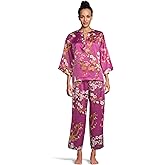 Natori womens Sakura - Satin Mandarin Collar Pajama Set