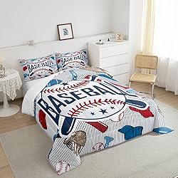 Manfei Baseball Comforter Set Queen Size, Vintage