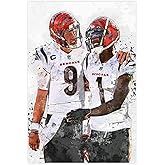Joe Burrow Ja'Marr Chase Poster Canvas Poster Bedroom Decor Sports Landscape Office Room Decor Gift Unframe: 12x18inch(30x45cm)