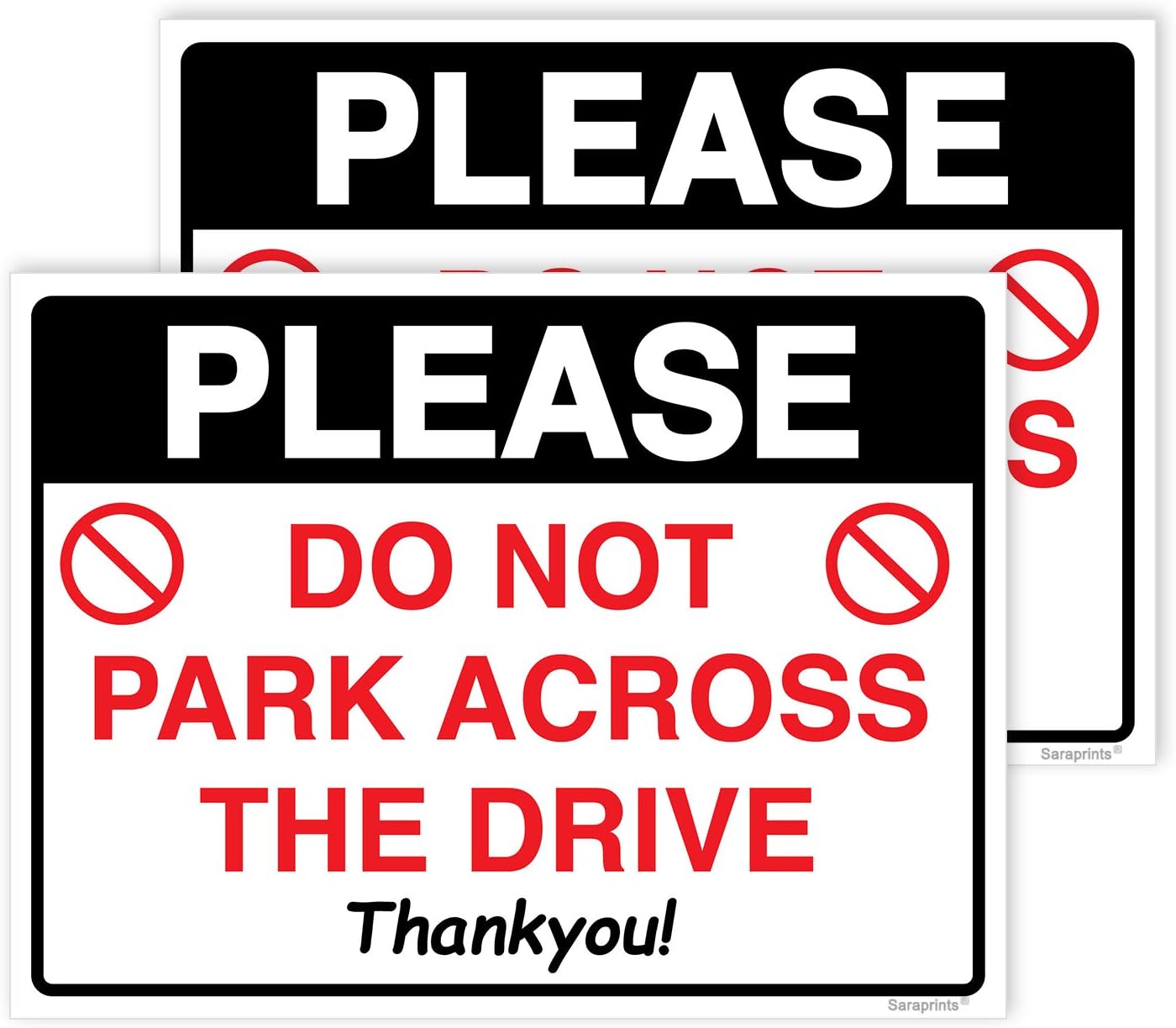 Pack of 2 No Parking In Front of Gates Sign Self adhesive Waterproof Vinyl Parking Signs 150mmx200mm V1178