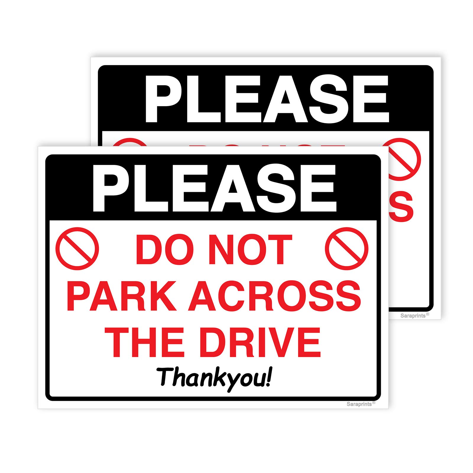 Pack of 2 No Parking In Front of Gates Sign Self adhesive Waterproof Vinyl Parking Signs 150mmx200mm V1178