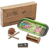 Cigarette Rolling Machine and Metal Rolling Tray, Natural Rolling Papers Machine, Bamboo Cigarette Roller for 70mm Size Width Roll Papers, Gift for Men