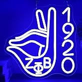 Zpb Sorority 1920 Neon Sign for Wall Decor Dimmable Zpb Sorority Neon Light Suitable for Gathering Party Living Room Bedroom Birthday Gift for College Students Light Up Sign for College Size12.0*11.8In(P151)