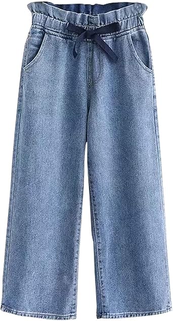 drawstring wide leg jeans