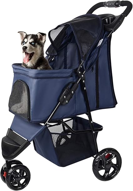 Livingbasics Pet Stroller 3 Wheels Foldable Carrier Strolling Cart For Cat Dog Amazon Ca Pet Supplies