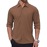 VOZZBY Men's Long Sleeve Wrinkle Free Shirts Casual Button Down Untucked Stretch Dress Shirt