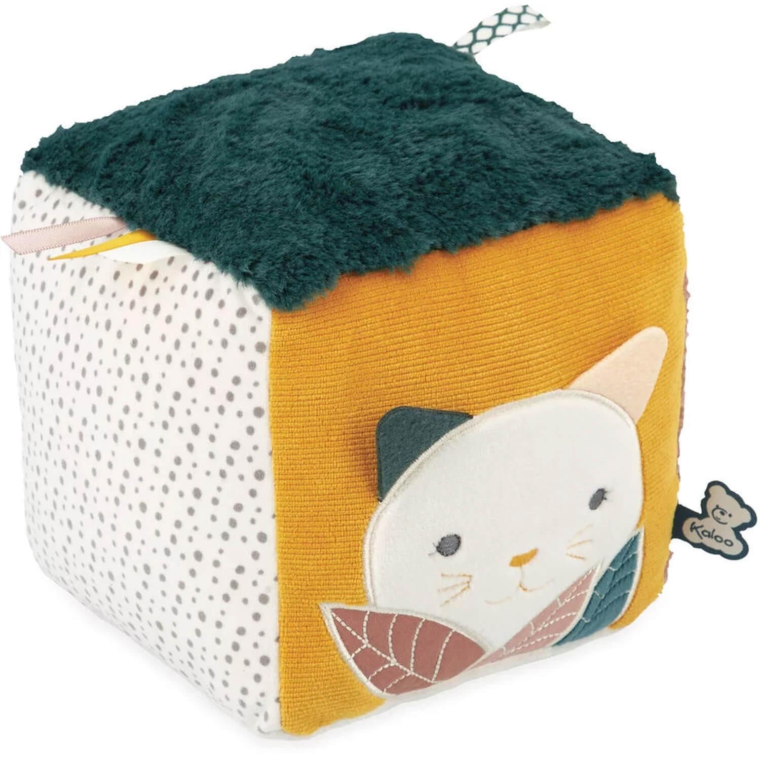 Kaloo - Stimuli - My Sensory Cube - Sensory-Awakening Toy - 6 Different Sides - Develops The Senses - Fabric and FSC Wood Game - 0 Months +, K227000