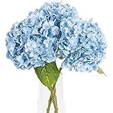 YOUNGLEAVES 3 Pcs Light Blue Hydrangea Artificial Flowers,21 inches Latex Real Touch Faux Hydrangeas Flowers for Home Outdoor Party Garden Table Centerpieces Wedding Decor