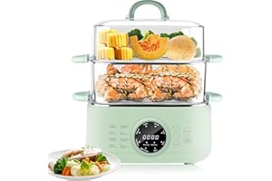 spoonlemon Electric Food Steamer, 9.3L 2-Tier Digital Steamers for Cooking with 24H Booking & 6H Auto Warming, 8 Modes Fast H