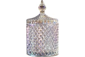 300ml/10oz Crystal Glass Candy Dish with Lid Transparent Sugar Jar Jewelry Storage Decorative Containers Bowl for Wedding Par