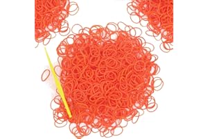 WEI LONG 6000-Pack Rubber Band Bracelet Making Kit,50PCS S-Clips10-Hooks,Colorful Rubber Bands Refill Kits forKids Weaving DIY Crafting Gift (Orange)