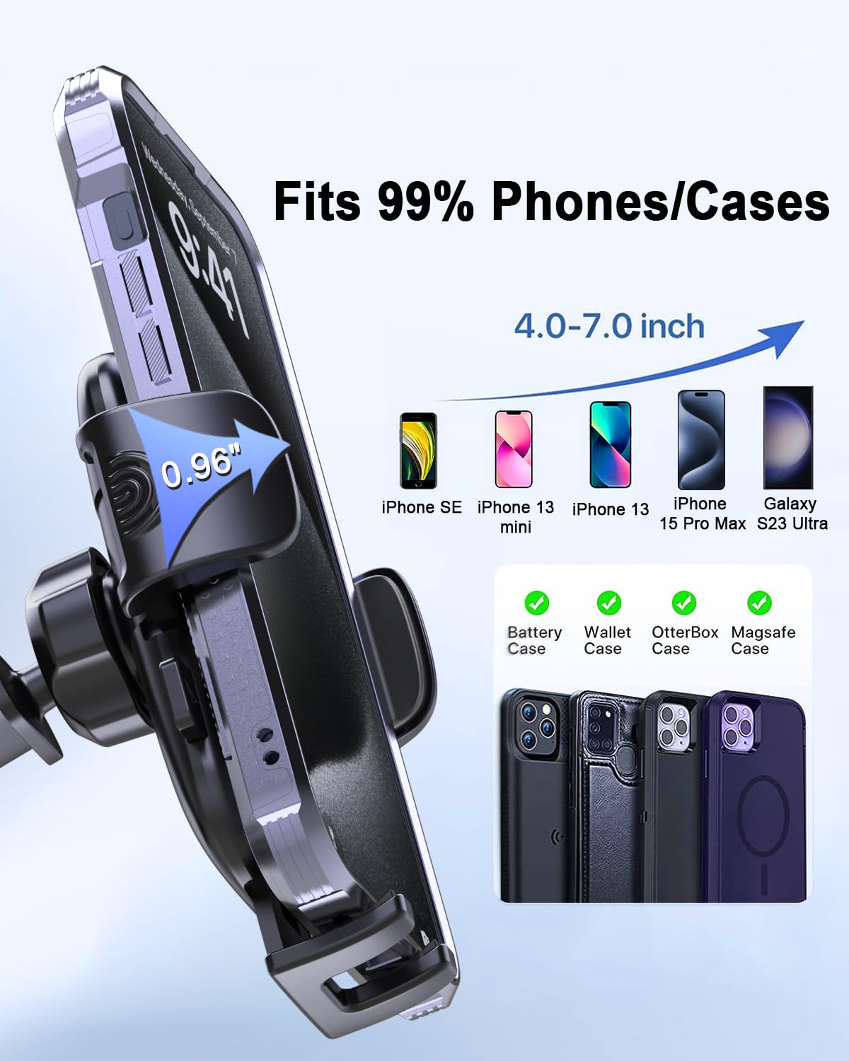 [2025 NEW] Car Phone Holder [Upgraded Strongest Suction & Clip] Cell Phone Mount for Dashboard Windshield Vent,Mobile Stand Base Truck Cradle for iPhone 16 Pro Max 15 14 13 12 Samsung S25 S24 Android