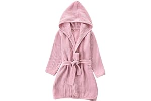 TADO MUSLIN Organic Cotton Toddler Bathrobe, Soft and Breathable Baby Robe for Kid, Boy& Girl Hooded Robe Muslin