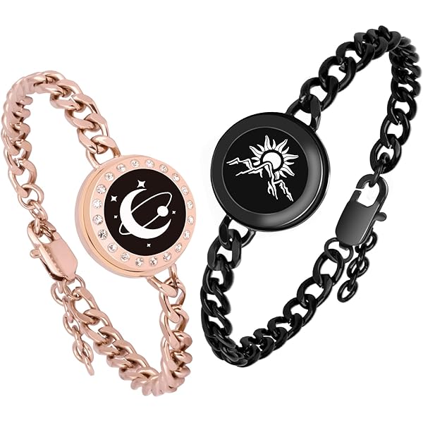 halsband mit vibration und fernbedienung totwoo Paar Armbänder Paare Geschenke Pärchen Armband Fernbeziehung Liebe  Geschenk Vibration & Aufleuchten bei Berührung Partnerarmbänder,  Bluetooth-Pairing für Liebespaare Schmuck, Berg und Meer main image 1