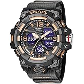 SMAEL Men's Watches Military Outdoor Waterproof Sports Wrist Watch Date Multi Function LED Alarm Stopwatch, Digital Watches for Mens