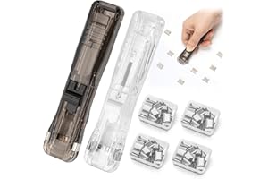 2 Pcs Binder Clips Stapler Portable, Reusable Push Clip Stapleless Stapler, Includes 200 Refill Clips for Office School Docum
