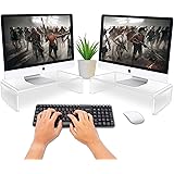 CGBE Dual Monitor Stand Riser, Acrylic Computer Stand for Home Office Desktop, Clear Monitor Riser and Laptop Stand for…