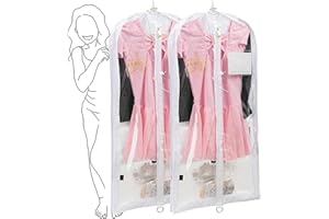 Elite Dance Gear 35" Clear Waterproof Garment Bag With 3 Zipper Pockets for Suits Dress Cover, Travel & Competitions Protector, Dance Costumes, Girls Dress Recital Outfit Organizer, 2 Packs, White