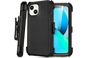 Saiboro for Black iPhone 13 Case with Belt Clip, for Shockproof iPhone 13 Case Heavy Duty,3 Layers of Sturdy,Anti-Drop,Military-Grade Defender Cover for iPhone 13 Case Black