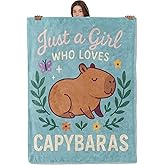 Wanoryer Cute Cartoon Capybara Blanket, Comfy & Warm Flannel Adorable Capybaras Throw Blanket for Couch, Gifts for Women Girls Kids, Soft Fuzzy Lightweight Travel Bed Blankets for Decor 50"×60"