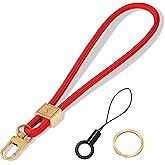 Fishent Keychain Wristlet lanyard, Cute Key Chain Holder, Upgraded Woven Wrist Lanyard for Keys, Wristlet Strap Keychain for Women Men Car Keys ID Badges Card Wallet Phone (Red)