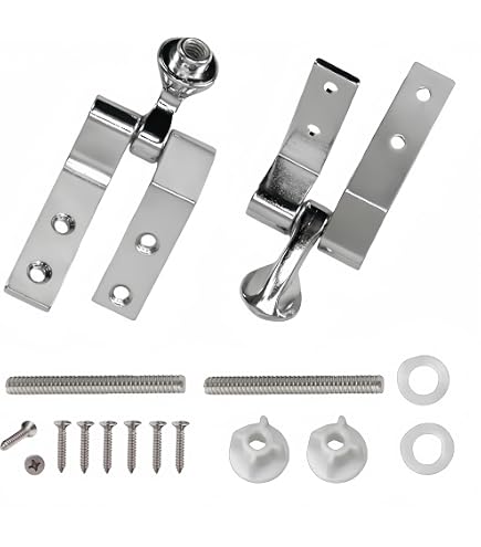 Toilet Seat Hinge Mounting Kit - Zinc Alloy Hinges With Screws, Nylon Nuts, Replacement For Most Toilet Seats - View #9