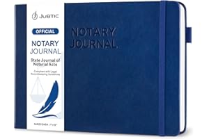 JUBTIC Notary Journal Log Book - Notary Public Journal of Notarial Acts - Notary Supplies with Privacy Guard– Horizontal, 378 Record Entries, 128 Numbered Pages, Hardcover, 10x7″ (Navy)