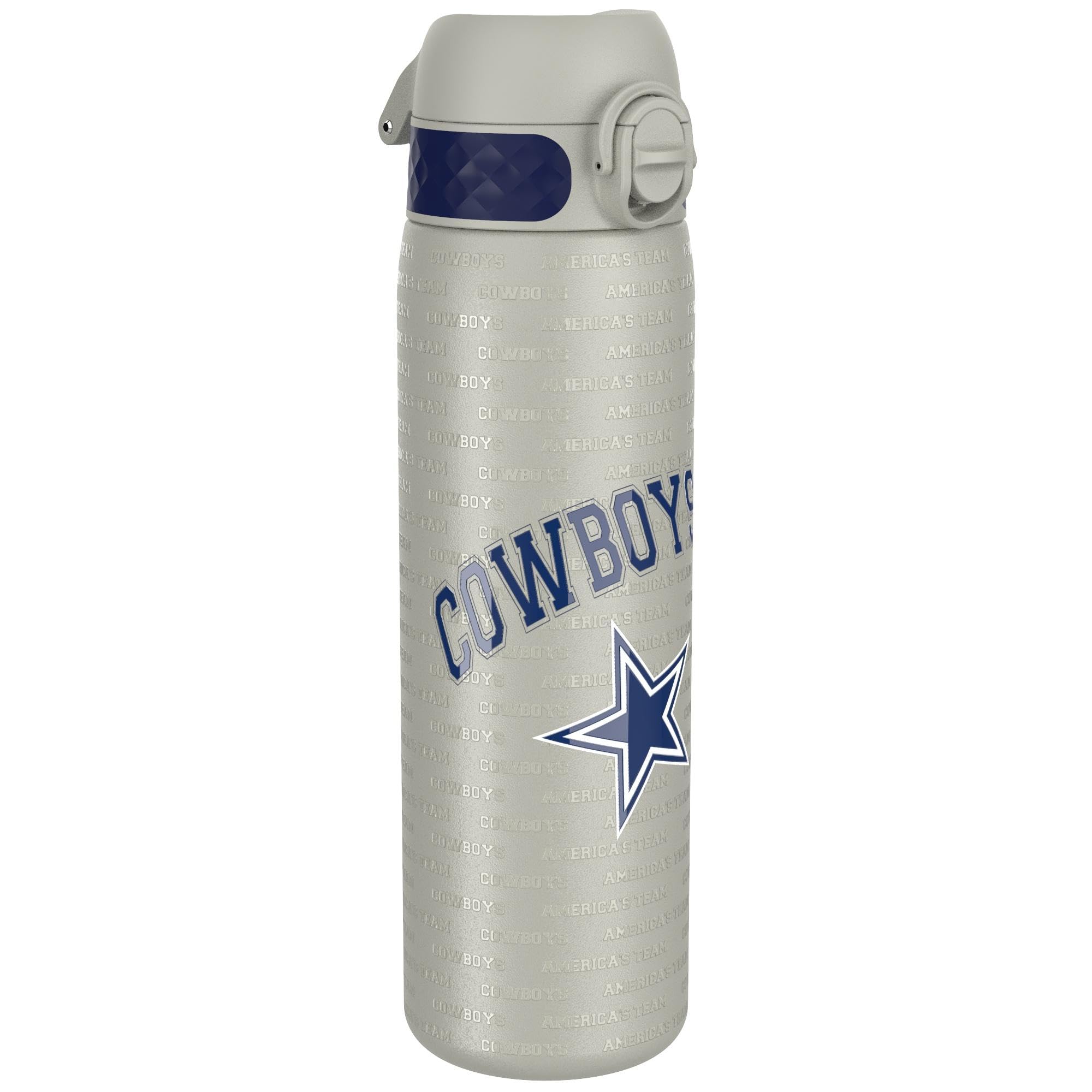 Ion8 NFL Dallas Cowboys Lightweight Steel Water Bottle, 600 ml/20 oz, Non-Insulated, Leak Proof, Easy to Open, Secure Lock, Dishwasher Safe, Flip Cover, Fits Cup Holders, Metal Water Bottle — image 1