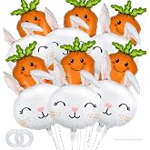 12 PCS Easter Bunny Balloons Rabbit Foil Balloons for Spring Birthday Party Baby Shower Easter Themed Party Decorations (Bunny Carrot)