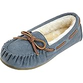FIBURE Womens Moccasin Slippers Micro Suede Cozy Indoor Outdoor House Shoes