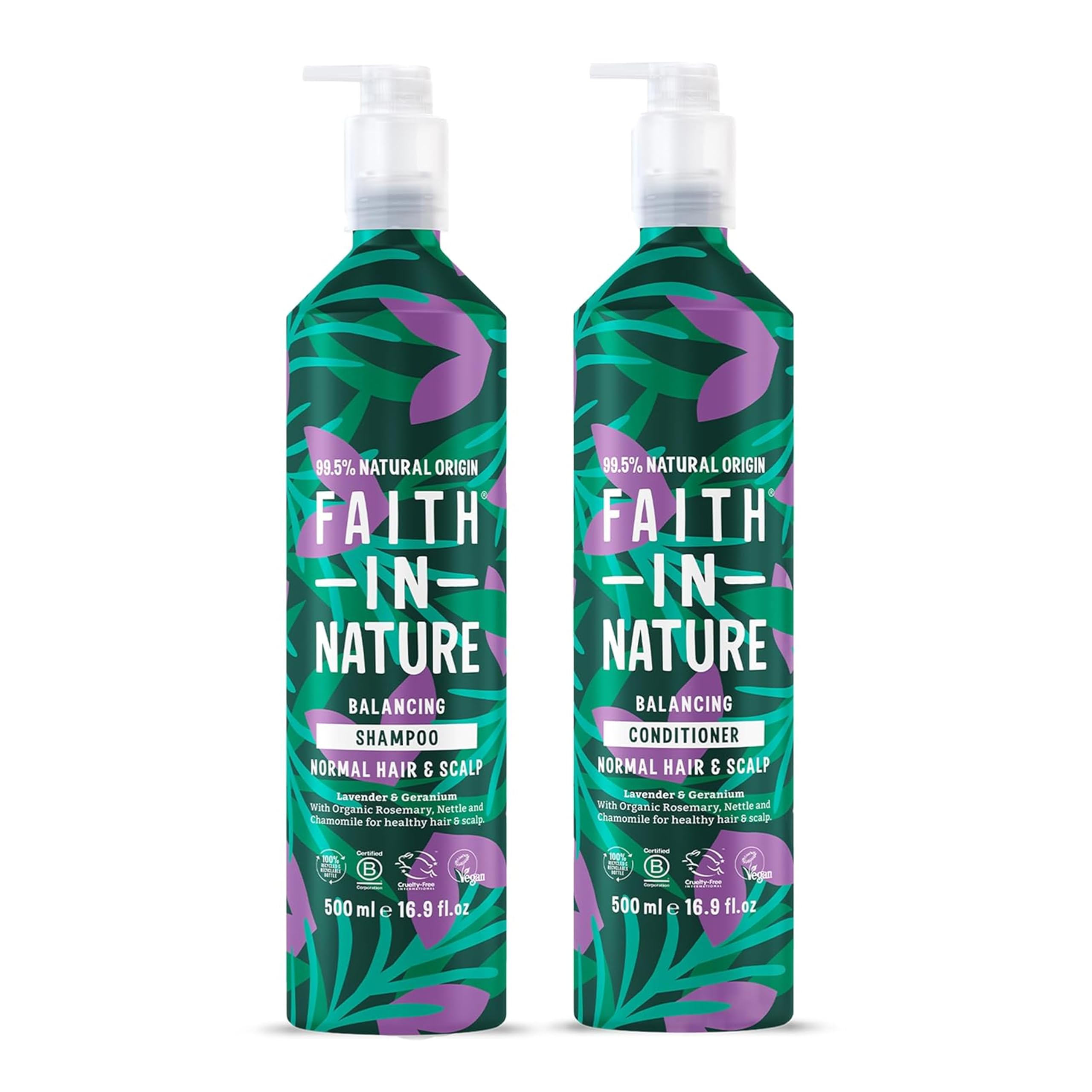 Faith In Nature - Natural Shampoo & Conditioner Set Aluminium Bottles - Vegan & Cruelty Free, No SLS or Parabens - 2 x 500ml, Lavender & Geranium