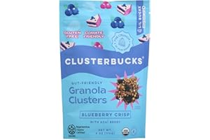 LIL BUCKS Clusterbucks Superfood Clusters – Grain-Free, Keto-Friendly Granola with Regeneratively Grown Sprouted Buckwheat– Gluten-Free, Low-Carb, Organic Healthy Snack (6 Ounce (Pack of 1), Blueberry Crisp)