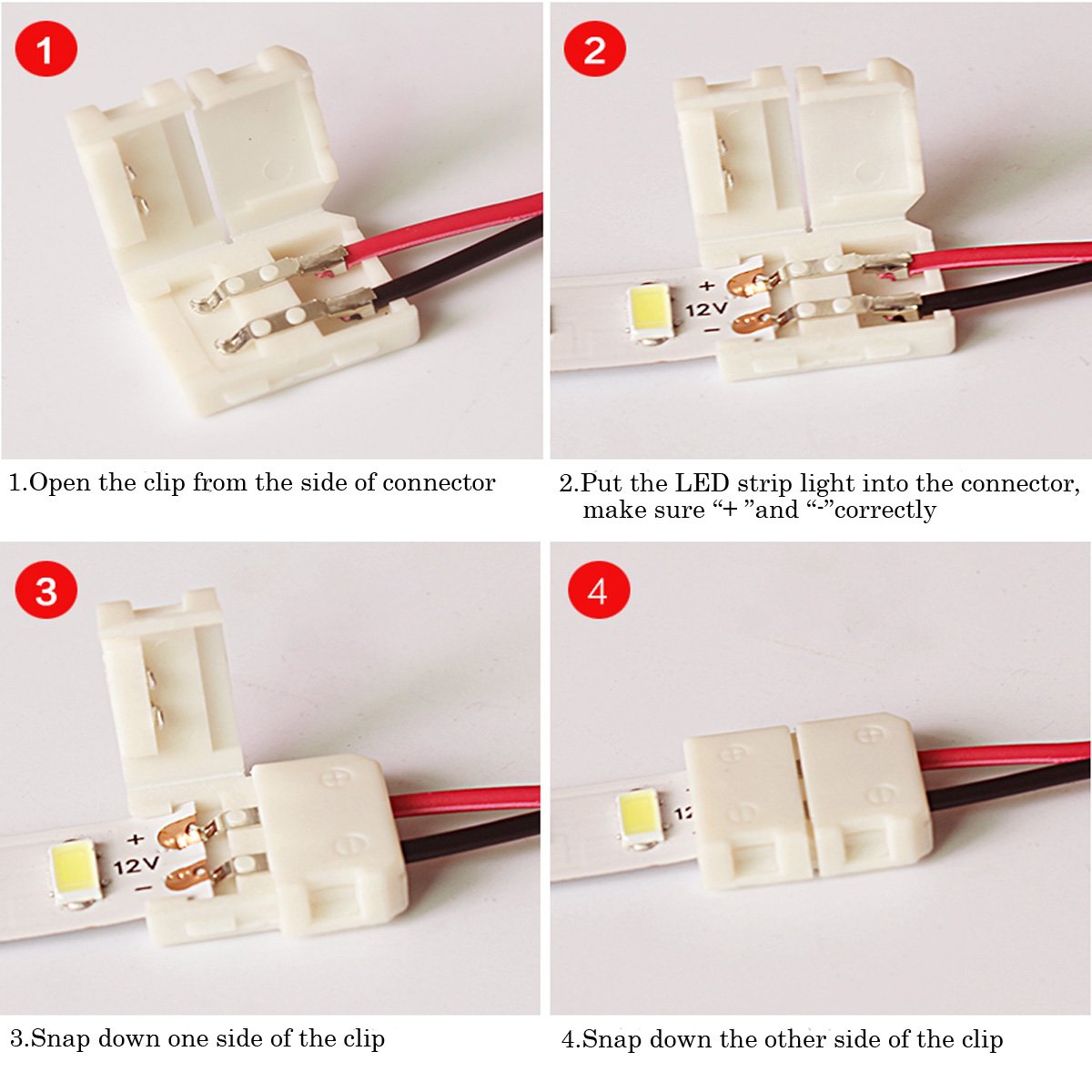 iCreating 8mm 2 Pin LED Strip Connector with Pigtail (10pcs), 3528 Flexible LED 602463059061 eBay