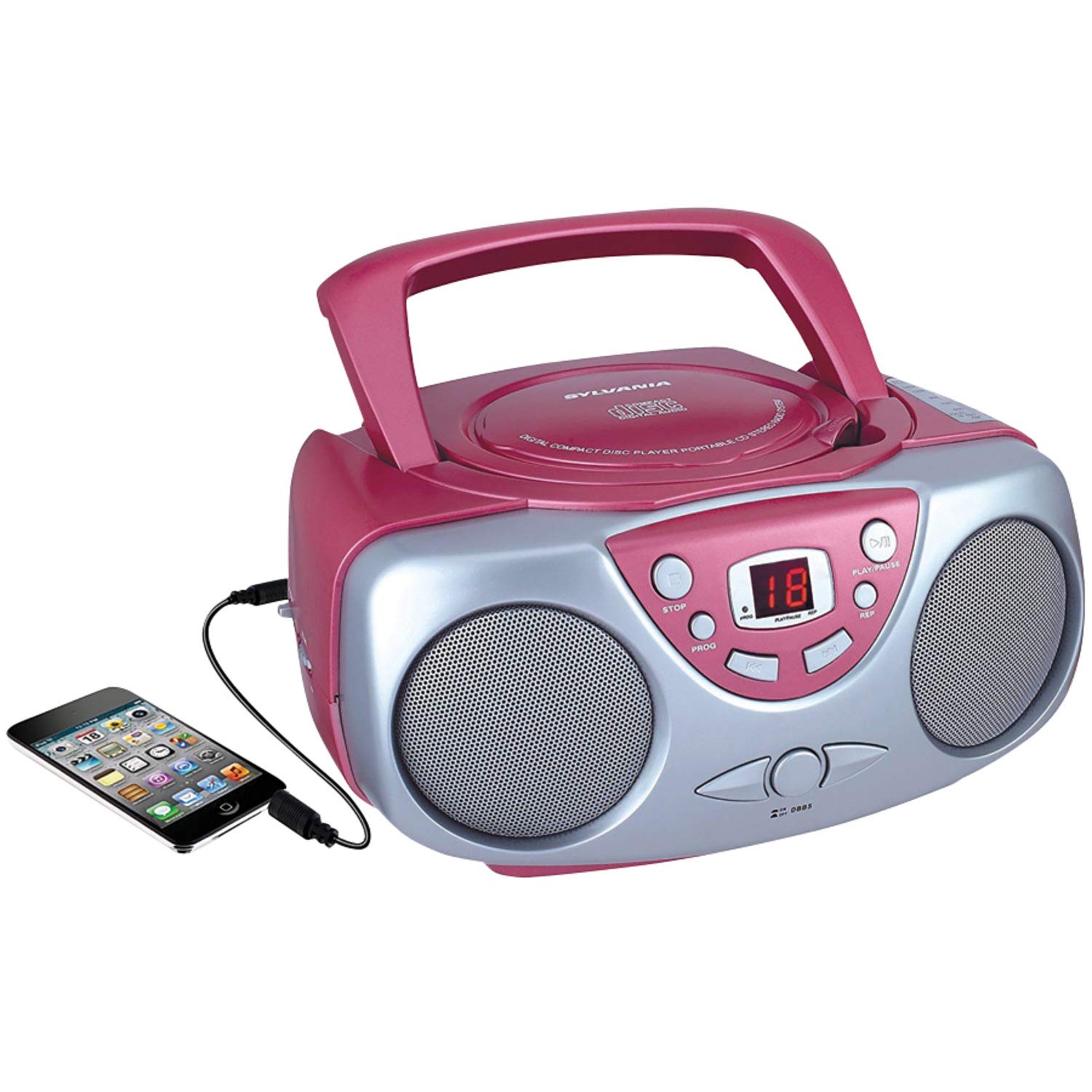 Sylvania Srcd243 Portable Cd Player With Am Fm Radio Boombox Pink