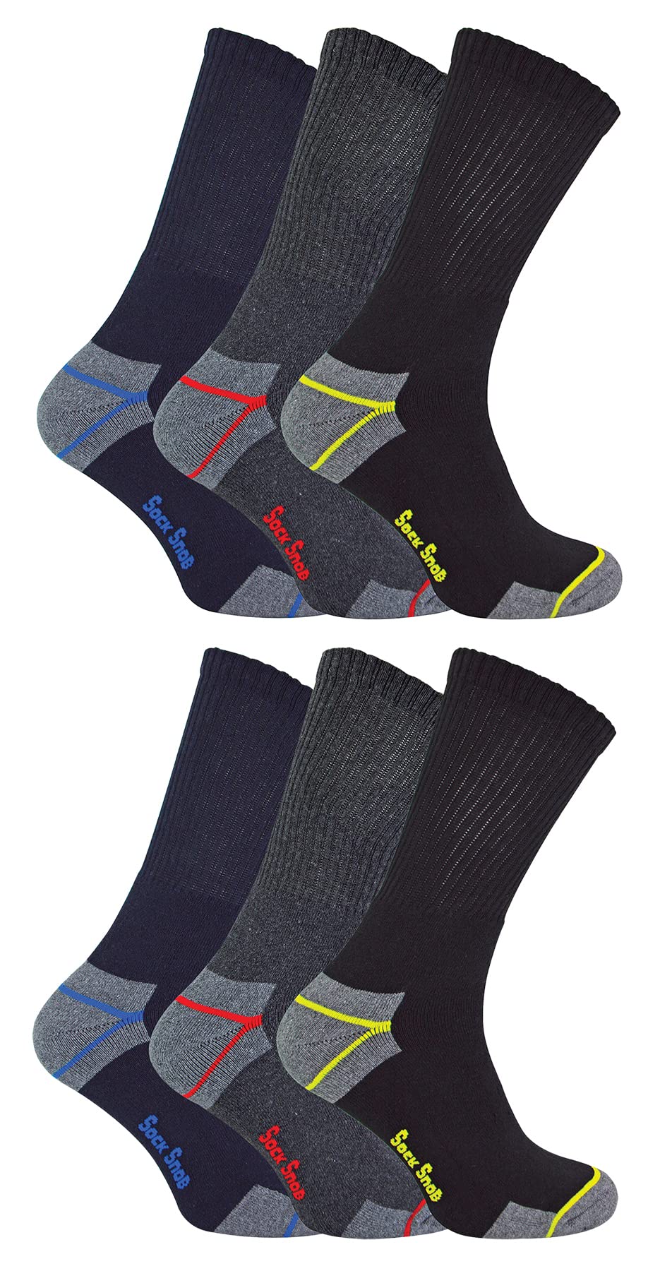 Mens Ultimate Heavy Duty Cushioned Cotton Work Socks for Steel Toe Boots Big Foot 11-14 uk (11-14 uk, 6 Pairs)