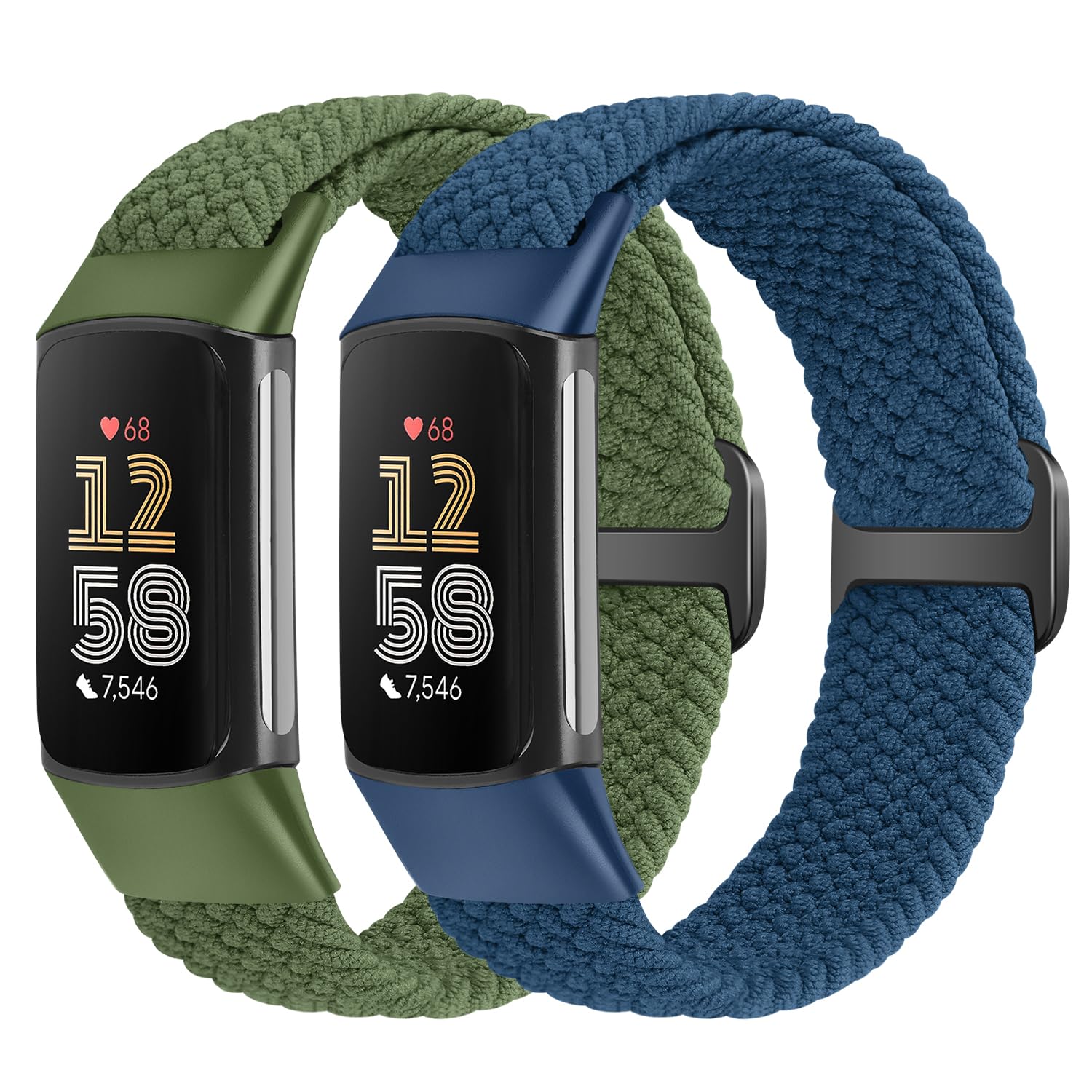 Photo 1 of VNDAPT Elastic Braided Bands Compatible with Fitbit Charge 5/Fitbit Charge 6 for Women Men, Breathable Adjustable Stretchy Nylon Loop Sport Replacement Wristbands for Fitbit Charge 6 Charge 5 Straps