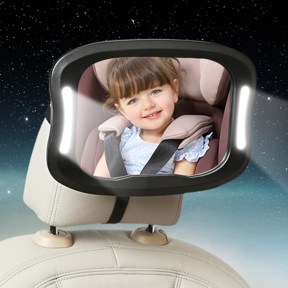 back seat mirror with light