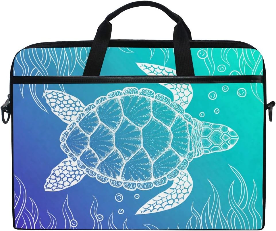 JOYPRINT Laptop Sleeve Case, Sea Ocean Animal Turtle Pattern 14-14.5 inch Briefcase Messenger Notebook Computer Bag with Shoulder Strap Handle for Men Women Boy Girls