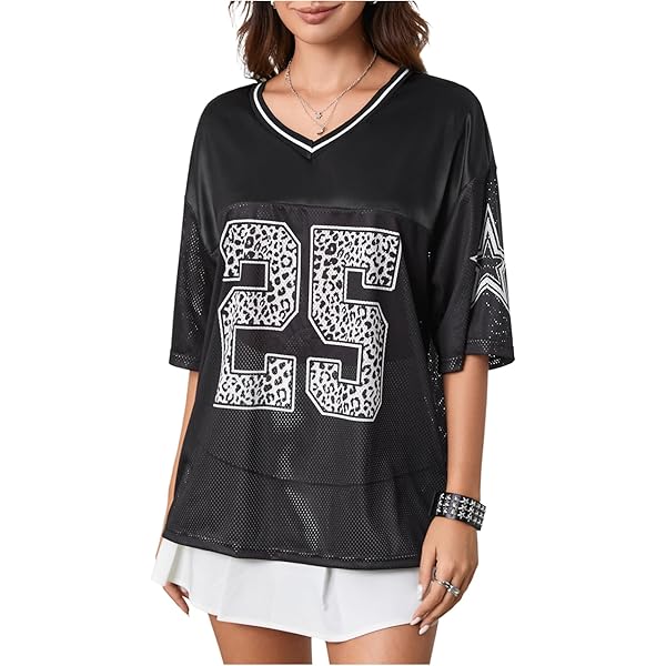Verdusa Women's Y2k Jersey Shirt Baggy Shirt Oversized Tshirts