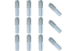 Swpeet 12Pcs Premium Zinc Plated Carbon Steel Concrete Knurled Drop in Anchors Assortment Kit, Expansion Screws Internal Forc