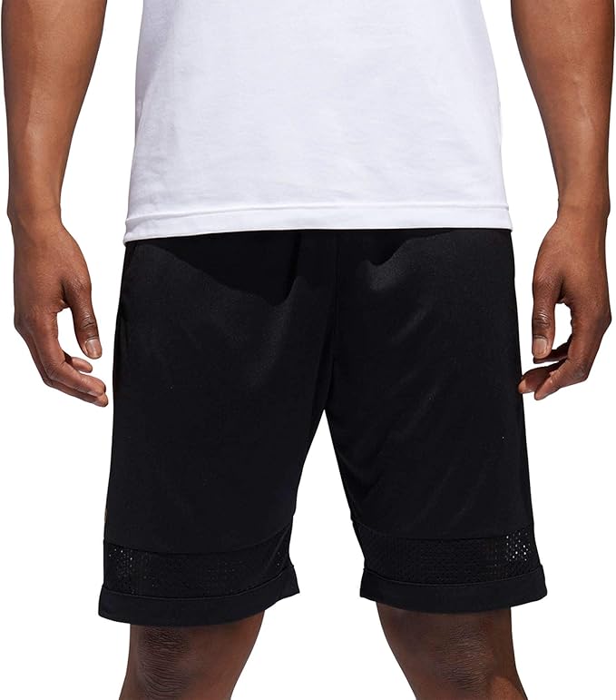 adidas Men's Pro Bounce Basketball Shorts Black/Metallic Gold, Medium Clothing