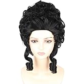 LeMarnia Colonial Wigs for Women Black Victorian Court Vintage Wig Baroque Fluffy Beehive Wigs Halloween Costume Party Dress Wig