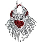 Starsouce Unisex Disco Fringed Bandana Sparkly Rhinestone Tassel Bandana Vintage Western Cowgirl Scarf, Headscarf & Neck Wrap