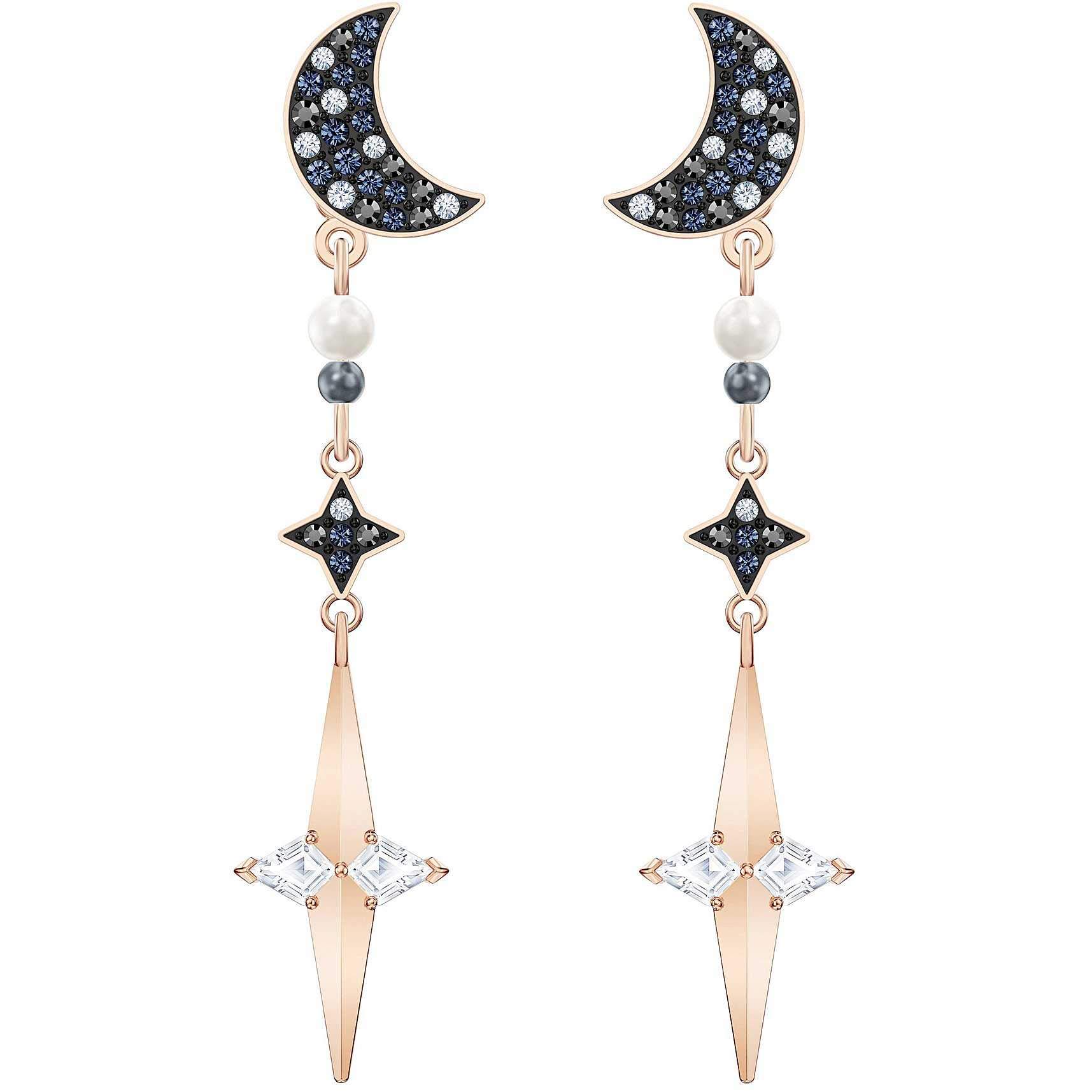 Swarovski Women's Symbolic Pierced Earring Jackets, Set of Brilliant Swarovski Crystal Star and Moon Earrings with Mixed Metal Finish