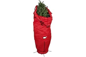 SANTA'S BAGS [Red Upright Tree Storage Bag] - 9 Foot Christmas Tree Storage Bag | Store Your Artificial Trees up to 9 Feet Tall - Keep Your Fake Tree Assembled | Hides Under Tree Skirt When Your Tree is in Use