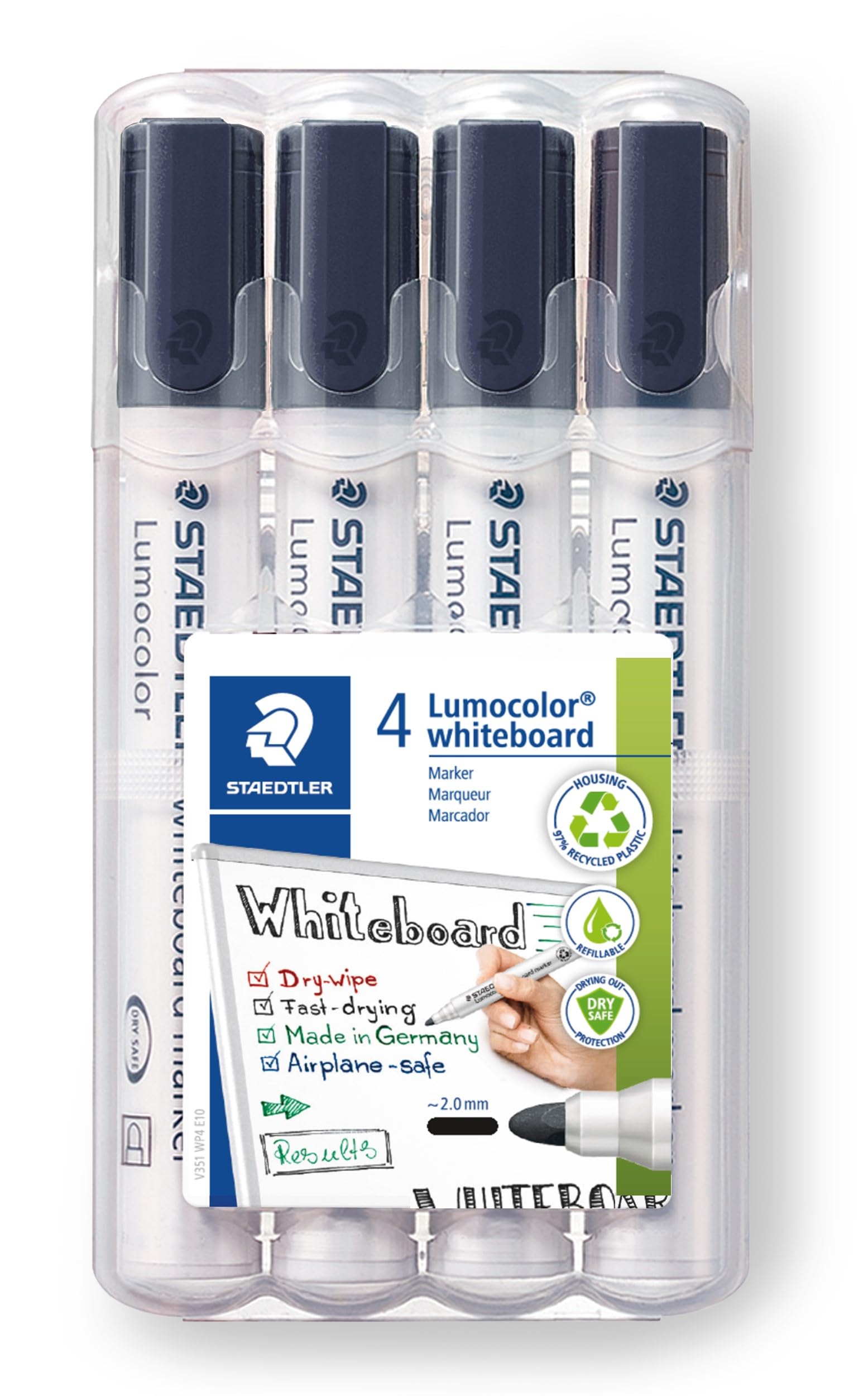 Staedtler Lumocolor 351 WP4-9X Whiteboard Marker 4 Markers Pack of 1