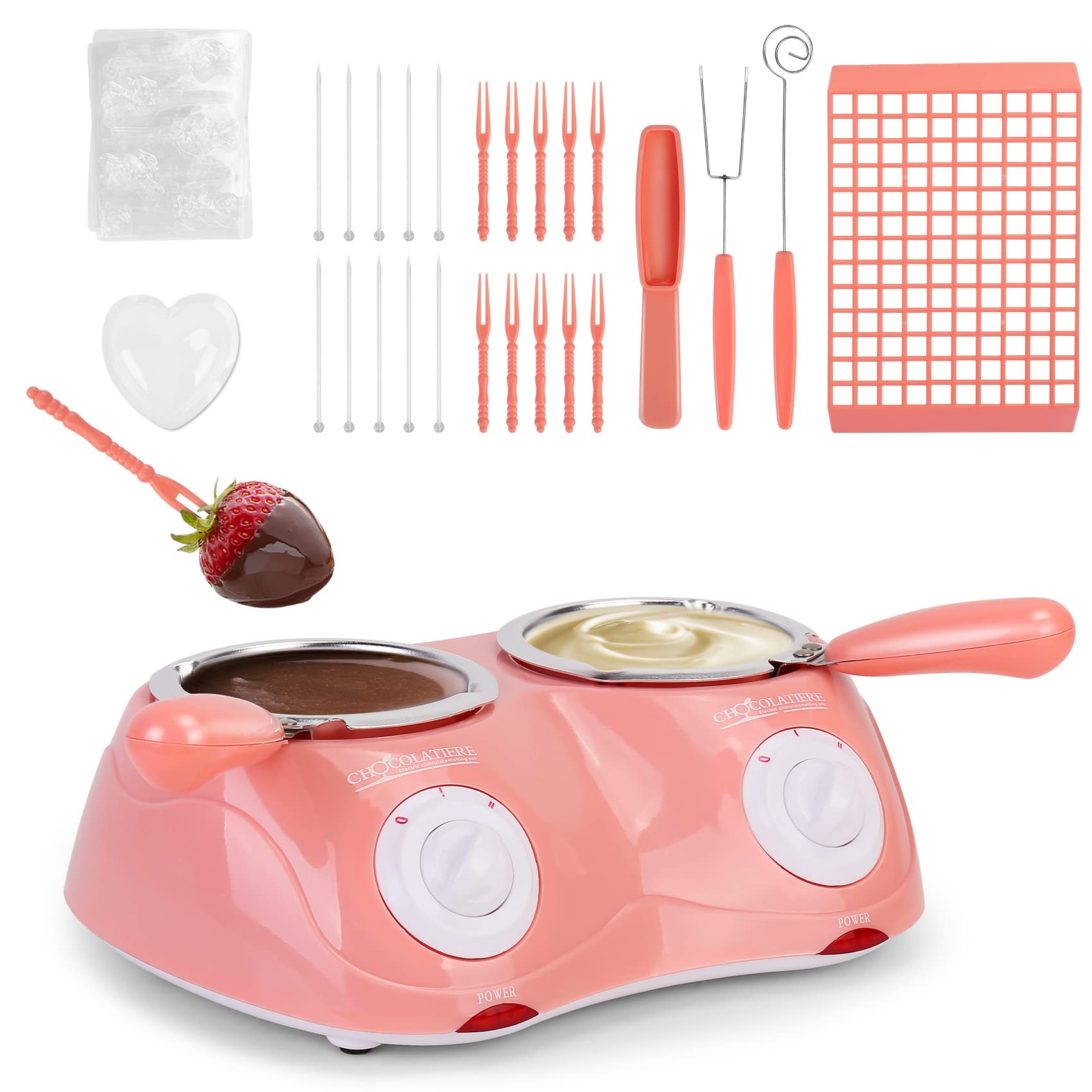 Outamateur Chocolate Melting Pot Electric Chocolate Fondue Mini Fondue Candy Maker with Double Melting Pot for Milk Chocolate,Cheese,Butter,Candy